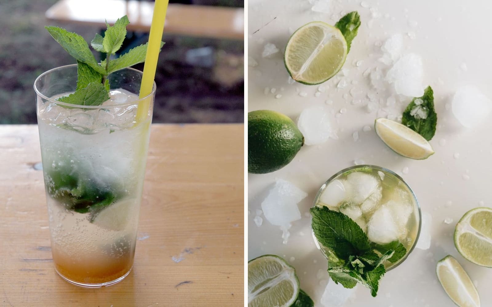 Mojito en Caipirinha naast elkaar