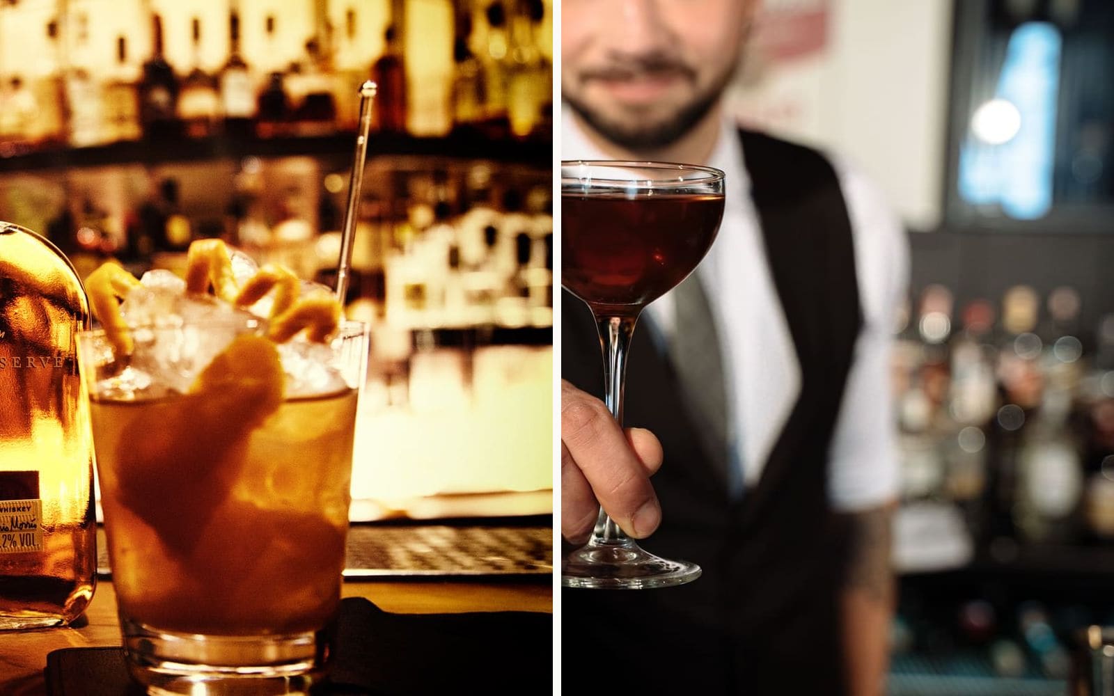 Old Fashioned en Manhattan naast elkaar